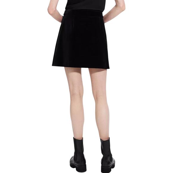 Theory Velvet Wrap Mini Skirt Black Size 14 - Picture 2 of 10